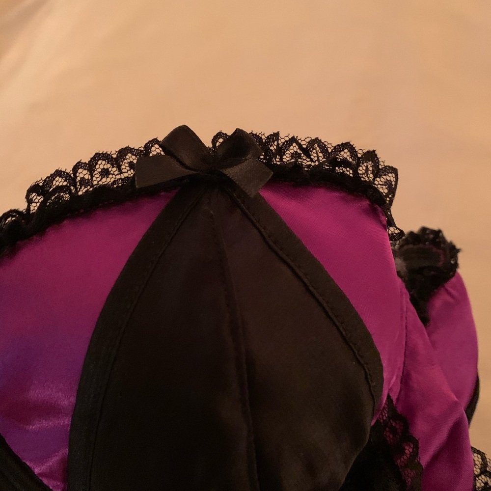 Frederick's of Hollywood Black and Pink/Fuschia Lace Chemise lingerie